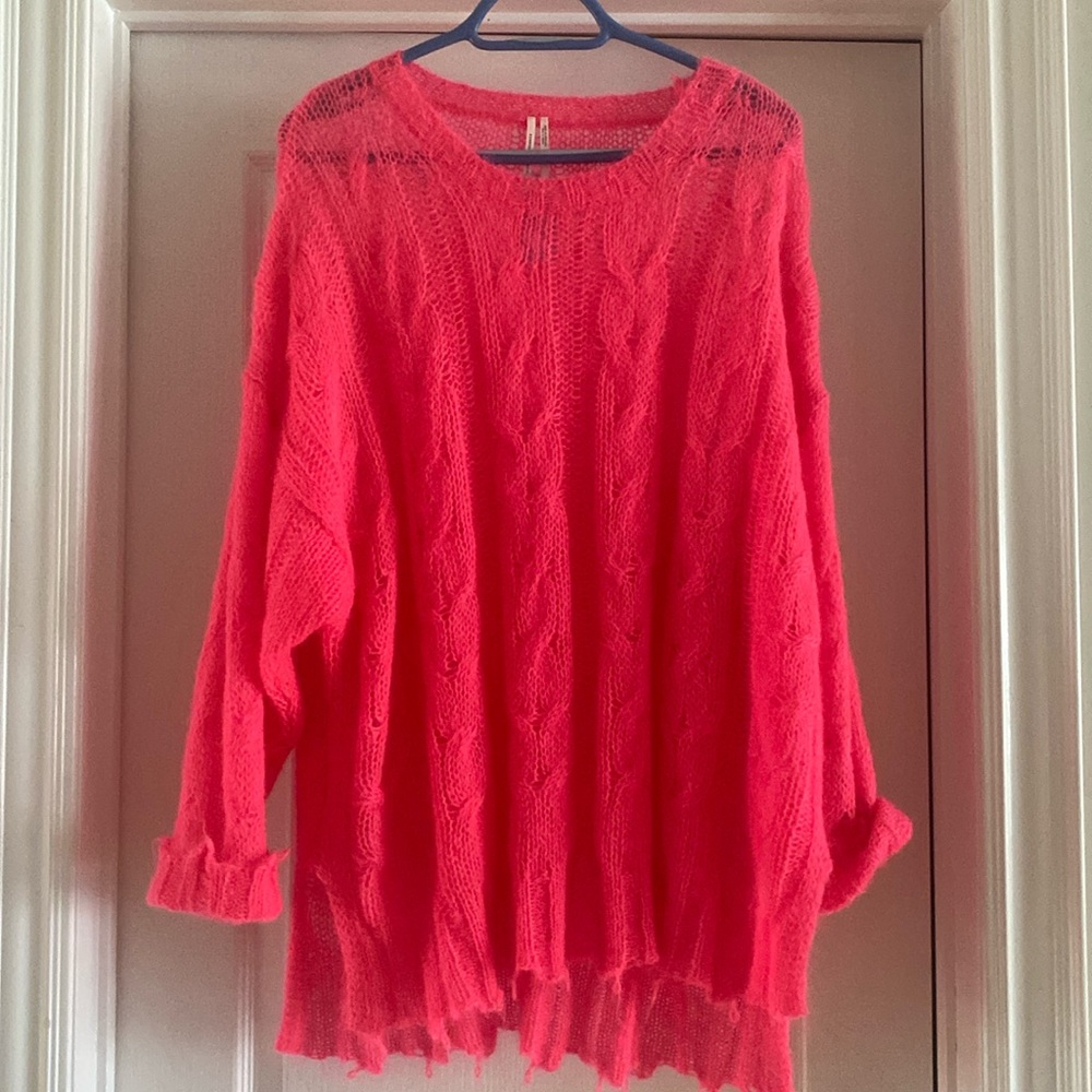Anthropologie Bright Coral Sweater